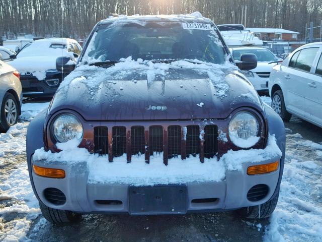 1J4GL48K04W136757 - 2004 JEEP LIBERTY SP BURGUNDY photo 9