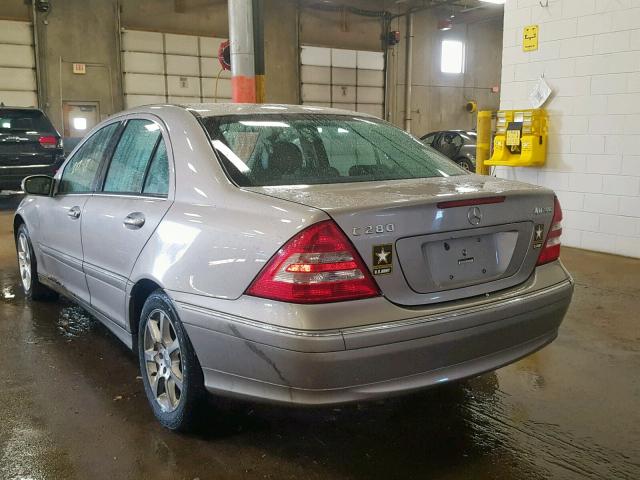 WDBRF92H67F893553 - 2007 MERCEDES-BENZ C 280 4MAT GRAY photo 3