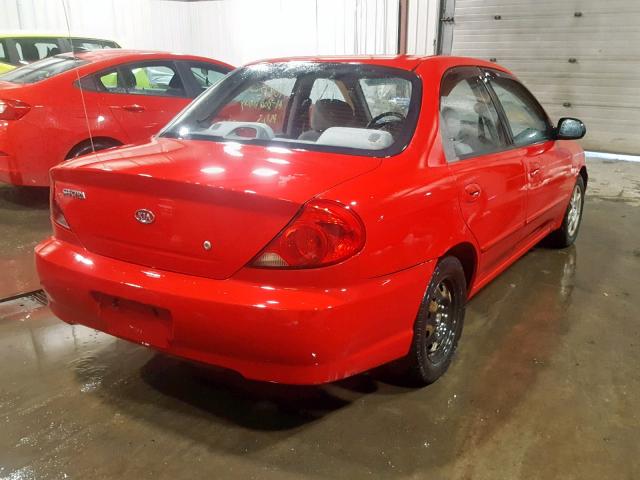 KNAFB121035264565 - 2003 KIA SPECTRA BA RED photo 4