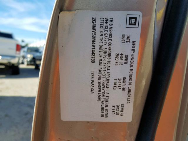 2G4WY52M4V1443789 - 1997 BUICK CENTURY LI GOLD photo 10