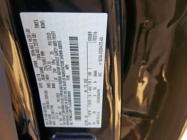 1FMCU0F71JUB93805 - 2018 FORD ESCAPE S GRAY photo 10