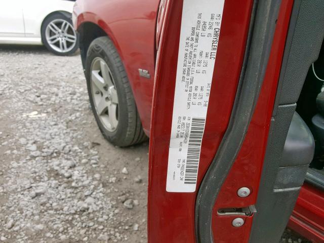 2B3KA33V69H544320 - 2009 DODGE CHARGER SX RED photo 10