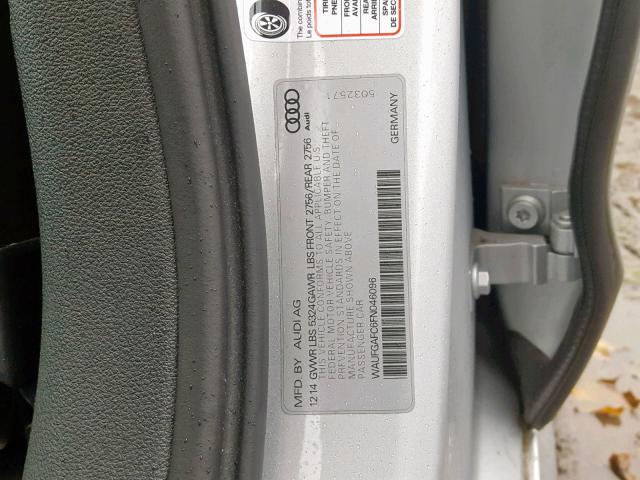 WAUFGAFC6FN046096 - 2015 AUDI A6 PREMIUM 灰色 照片 10