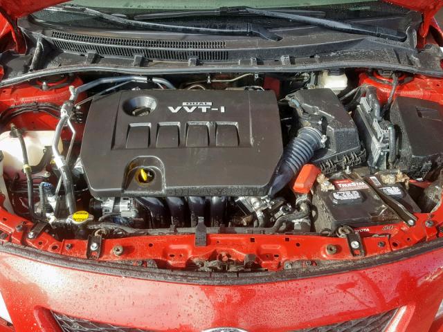 1NXBU40E29Z106449 - 2009 TOYOTA COROLLA BA RED photo 7