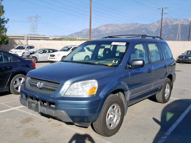 2HKYF18115H551181 - 2005 HONDA PILOT LX BLUE photo 2