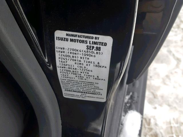 4S6CM58W8X4403771 - 1999 HONDA PASSPORT E 黑色 照片 10