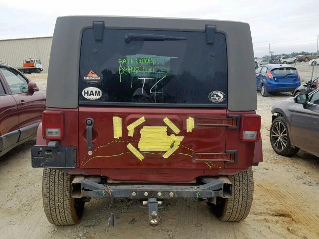 1J8GA59197L105013 - 2007 JEEP WRANGLER S BURGUNDY photo 9