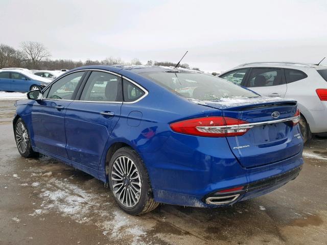 3FA6P0D99JR247104 - 2018 FORD FUSION TIT BLUE photo 3