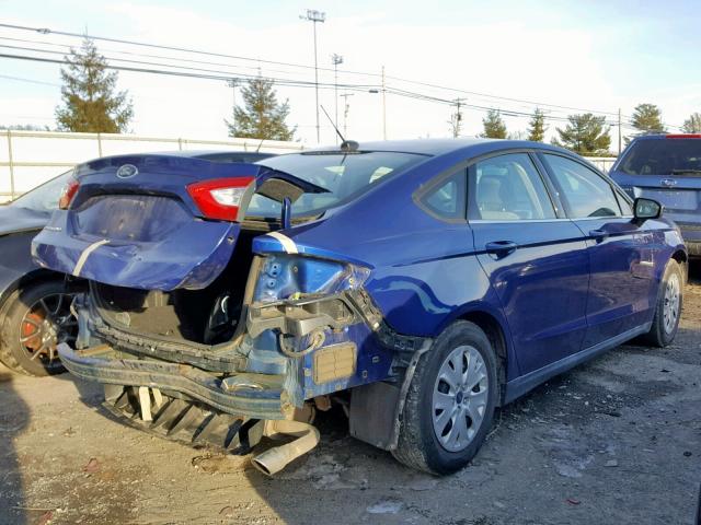 3FA6P0G7XDR258613 - 2013 FORD FUSION S BLUE photo 4