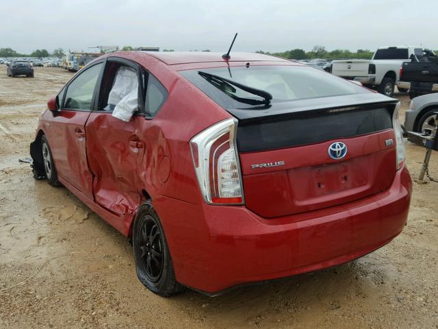 JTDKN3DU1C5454189 - 2012 TOYOTA PRIUS RED photo 3