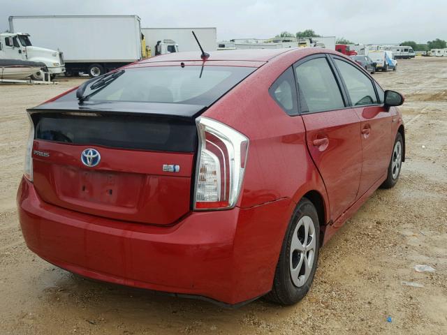 JTDKN3DU1C5454189 - 2012 TOYOTA PRIUS RED photo 4