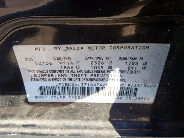 JM1BK34L371662426 - 2007 MAZDA SPEED 3 GRAY photo 10