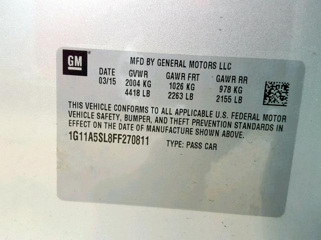 1G11A5SL8FF270811 - 2015 CHEVROLET MALIBU LS SILVER photo 10