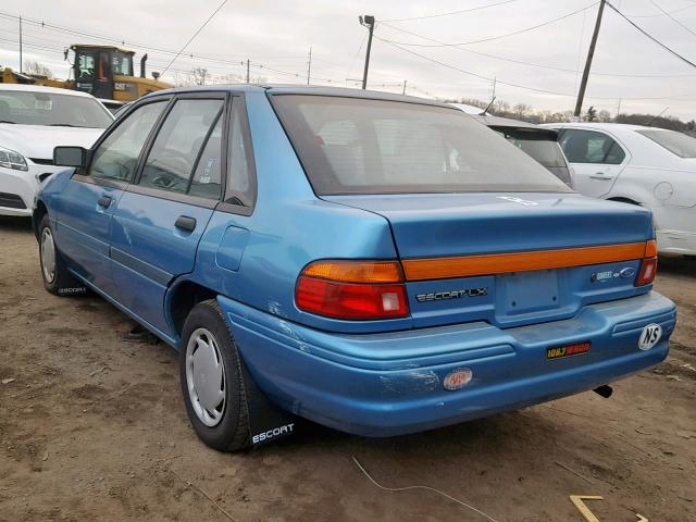 1FAPP14J5PW320723 - 1993 FORD ESCORT LX BLUE photo 3