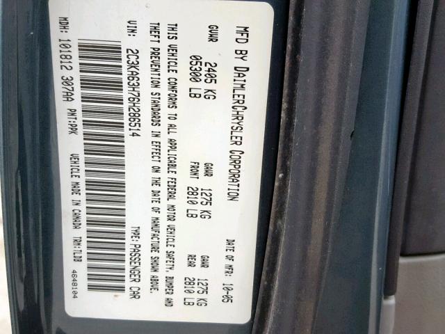 2C3KA63H76H286514 - 2006 CHRYSLER 300C BLUE photo 10