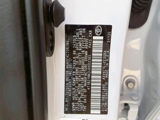 4T1B21HK3JU003365 - 2018 TOYOTA CAMRY HYBR CREAM photo 10