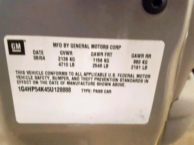 1G4HP54K45U128888 - 2005 BUICK LESABRE CU SILVER photo 10