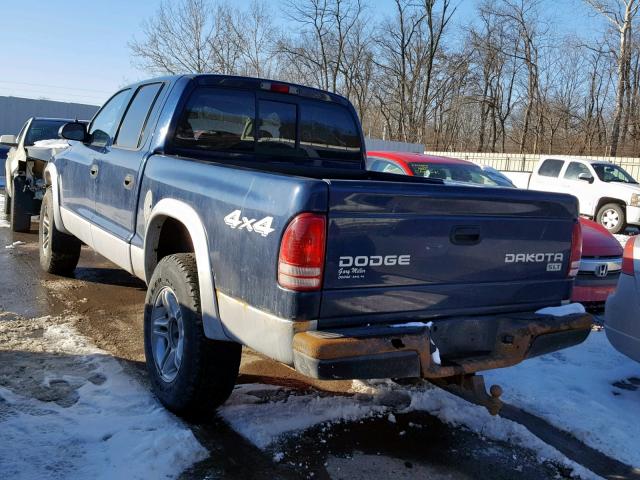 1D7HG48N34S665240 - 2004 DODGE DAKOTA QUA BLUE photo 3