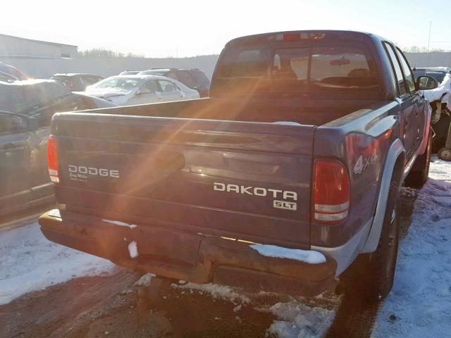 1D7HG48N34S665240 - 2004 DODGE DAKOTA QUA BLUE photo 4