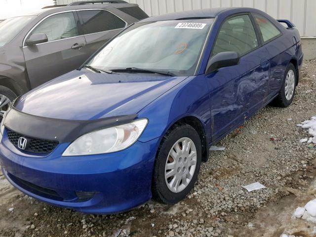 1HGEM21555L810571 - 2005 HONDA CIVIC LX BLUE photo 2