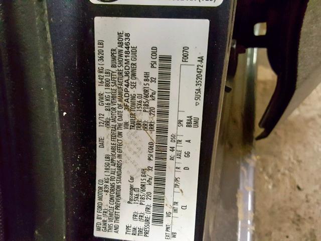 3FADP4AJ6DM184638 - 2013 FORD FIESTA S Qara foto 10