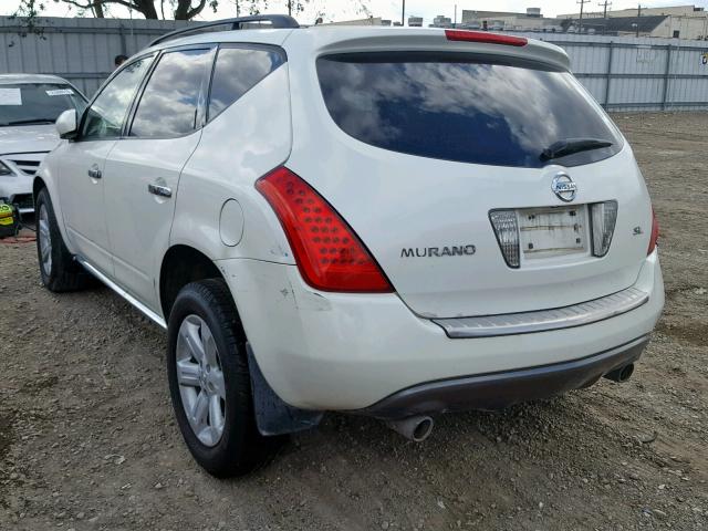 JN8AZ08T96W425879 - 2006 NISSAN MURANO SL WHITE photo 3