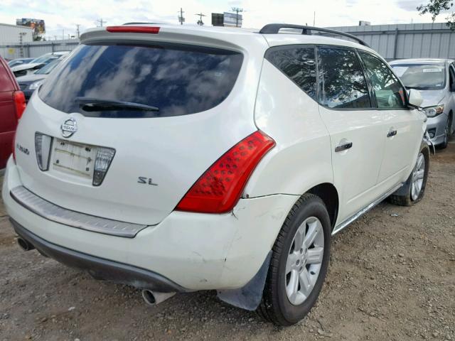 JN8AZ08T96W425879 - 2006 NISSAN MURANO SL WHITE photo 4