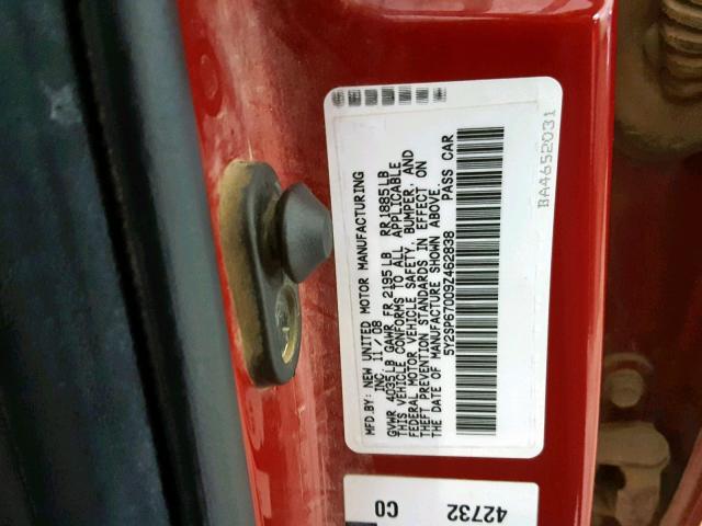 5Y2SP67009Z462838 - 2009 PONTIAC VIBE RED photo 10