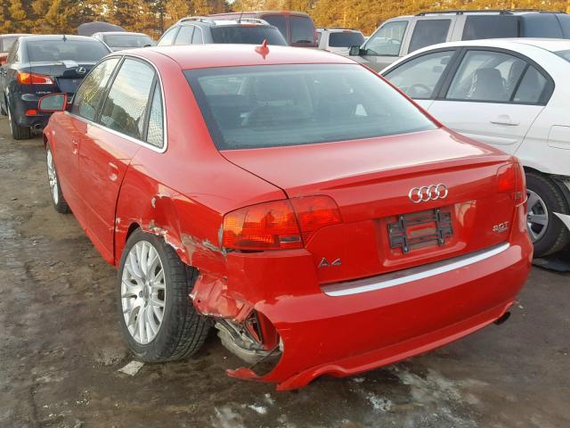 WAUDF78E98A168750 - 2008 AUDI A4 2.0T QU RED photo 3