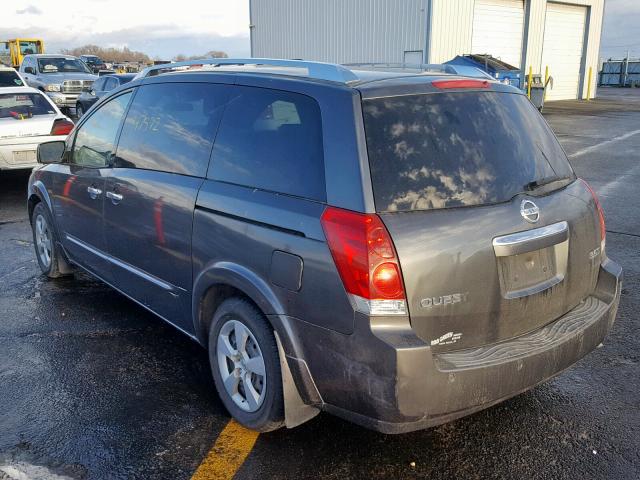 5N1BV28U67N120181 - 2007 NISSAN QUEST S CHARCOAL photo 3