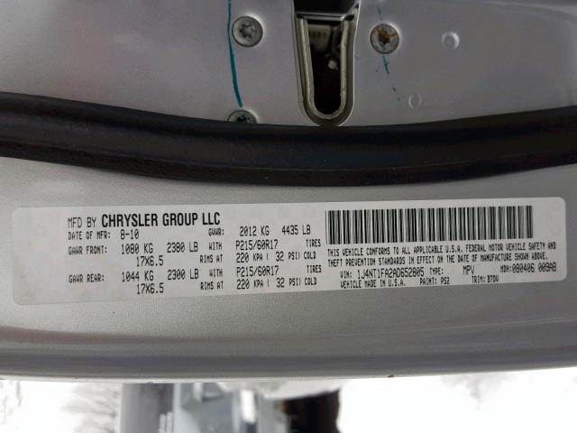 1J4NT1FA2AD652805 - 2010 JEEP COMPASS SP 银色 照片 10