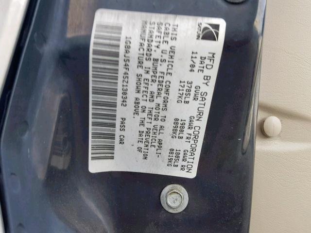1G8AJ54F45Z130342 - 2005 SATURN ION LEVEL GOLD photo 10