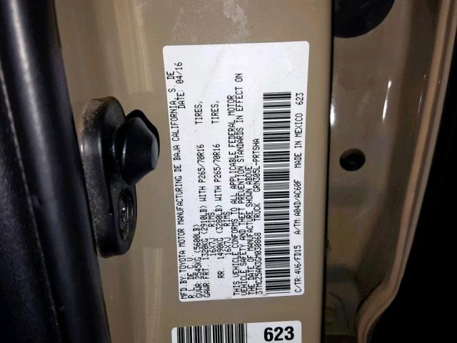 3TMCZ5AN3GM030868 - 2016 TOYOTA TACOMA DOU BROWN photo 10