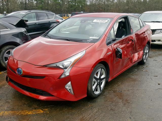 JTDKARFU7G3508706 - 2016 TOYOTA PRIUS RED photo 2