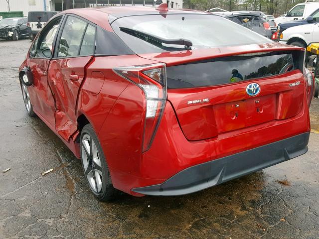 JTDKARFU7G3508706 - 2016 TOYOTA PRIUS RED photo 3