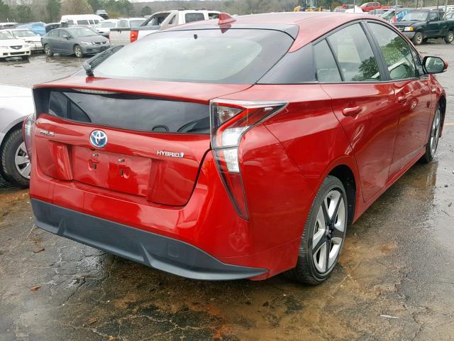 JTDKARFU7G3508706 - 2016 TOYOTA PRIUS RED photo 4