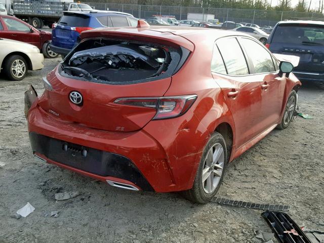 JTNK4RBE0K3000278 - 2019 TOYOTA COROLLA SE RED photo 4