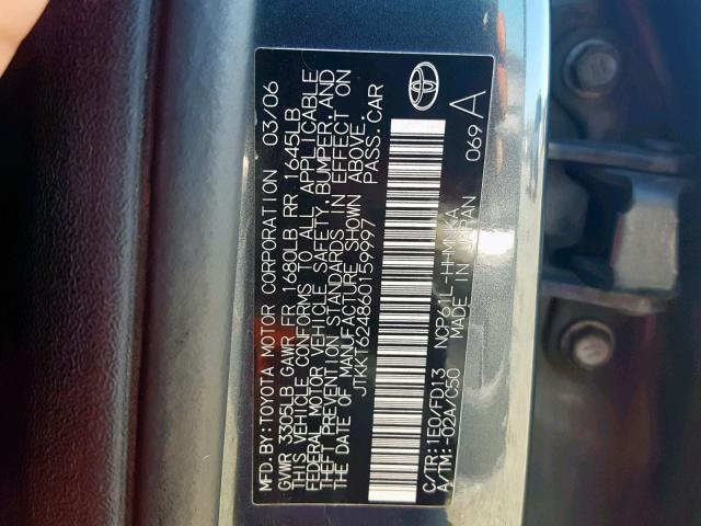 JTKKT624860159997 - 2006 TOYOTA SCION XA 灰色 照片 10