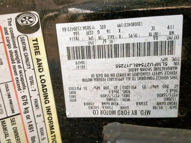 5LMFU27548LJ17255 - 2008 LINCOLN NAVIGATOR BLACK photo 10