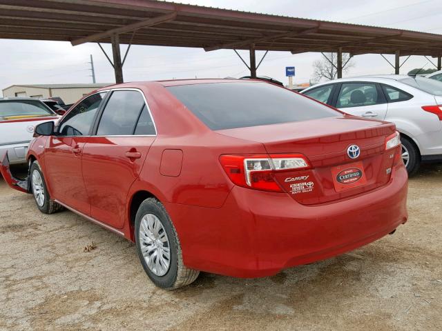 4T1BD1FK1DU096176 - 2013 TOYOTA CAMRY HYBR RED photo 3