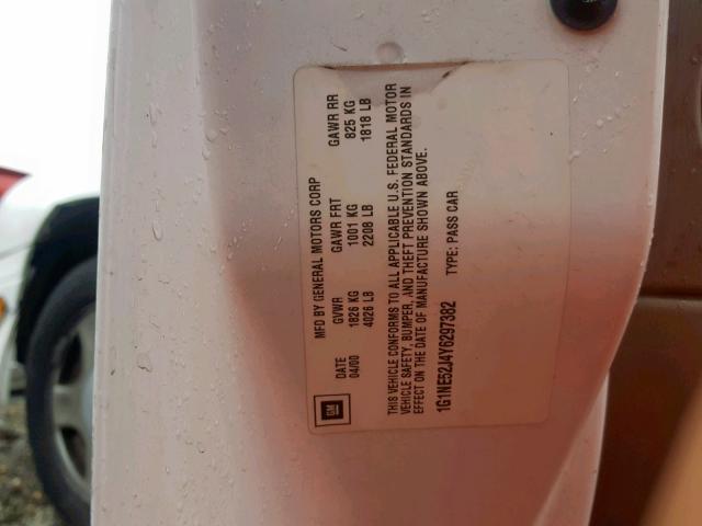 1G1NE52J4Y6297382 - 2000 CHEVROLET MALIBU LS Ağ foto 10