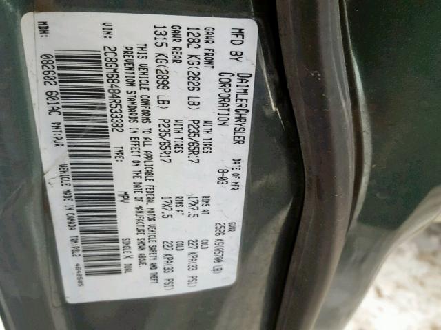 2C8GM68484R533382 - 2004 CHRYSLER PACIFICA GREEN photo 10