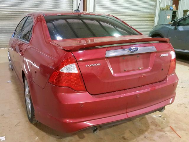 3FAHP0KC9CR436670 - 2012 FORD FUSION SPO RED photo 3