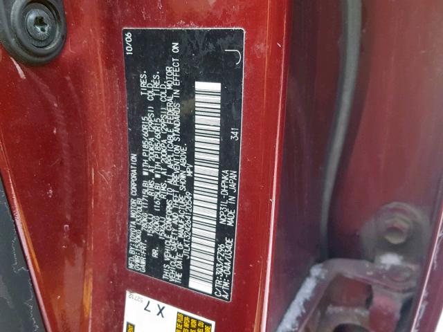 JTLKT324264120549 - 2006 TOYOTA SCION XB Бордовый фото 10