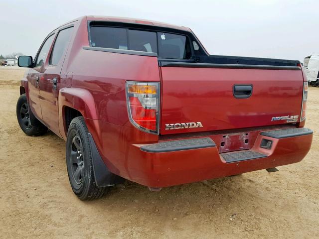 2HJYK16236H561014 - 2006 HONDA RIDGELINE RED photo 3