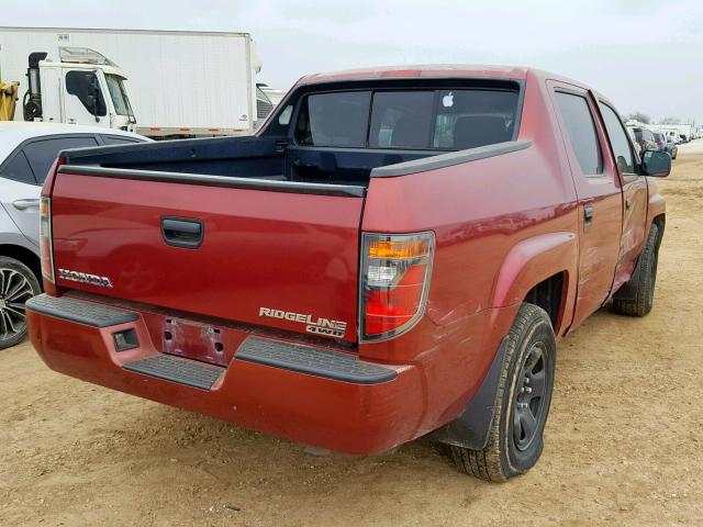 2HJYK16236H561014 - 2006 HONDA RIDGELINE RED photo 4