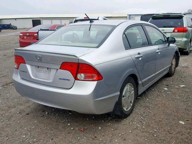 JHMFA36268S001377 - 2008 HONDA CIVIC HYBR SILVER photo 4