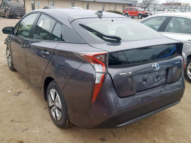 JTDKBRFU5J3596515 - 2018 TOYOTA PRIUS GRAY photo 3