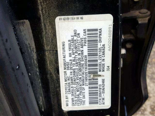 2T1KR32E13C055639 - 2003 TOYOTA MATRIX 黑色 照片 10