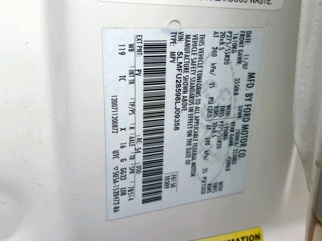 5LMFU28598LJ09358 - 2008 LINCOLN NAVIGATOR Ağ foto 10